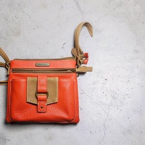 Preloved but looks new MultiSac Orange and Tan Crossbody Bag